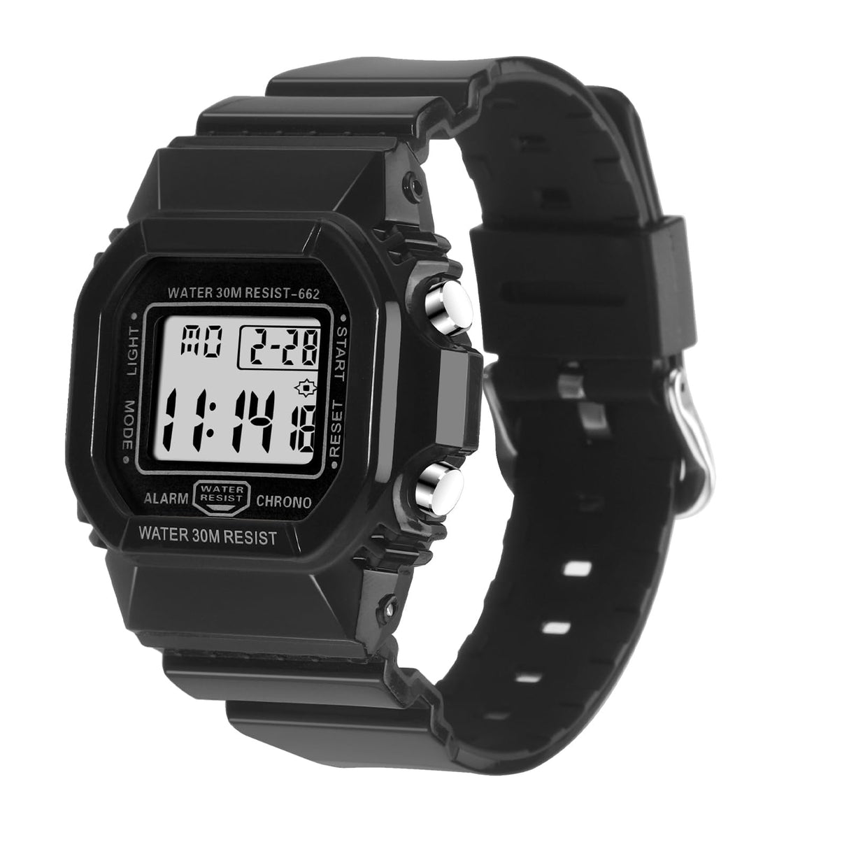 Women Digital Watch Sport Resistant Outdoor Waterproof Electronic Watch with Alarm, Stopwatch, Luminous Night Light Men Military (662 Black)