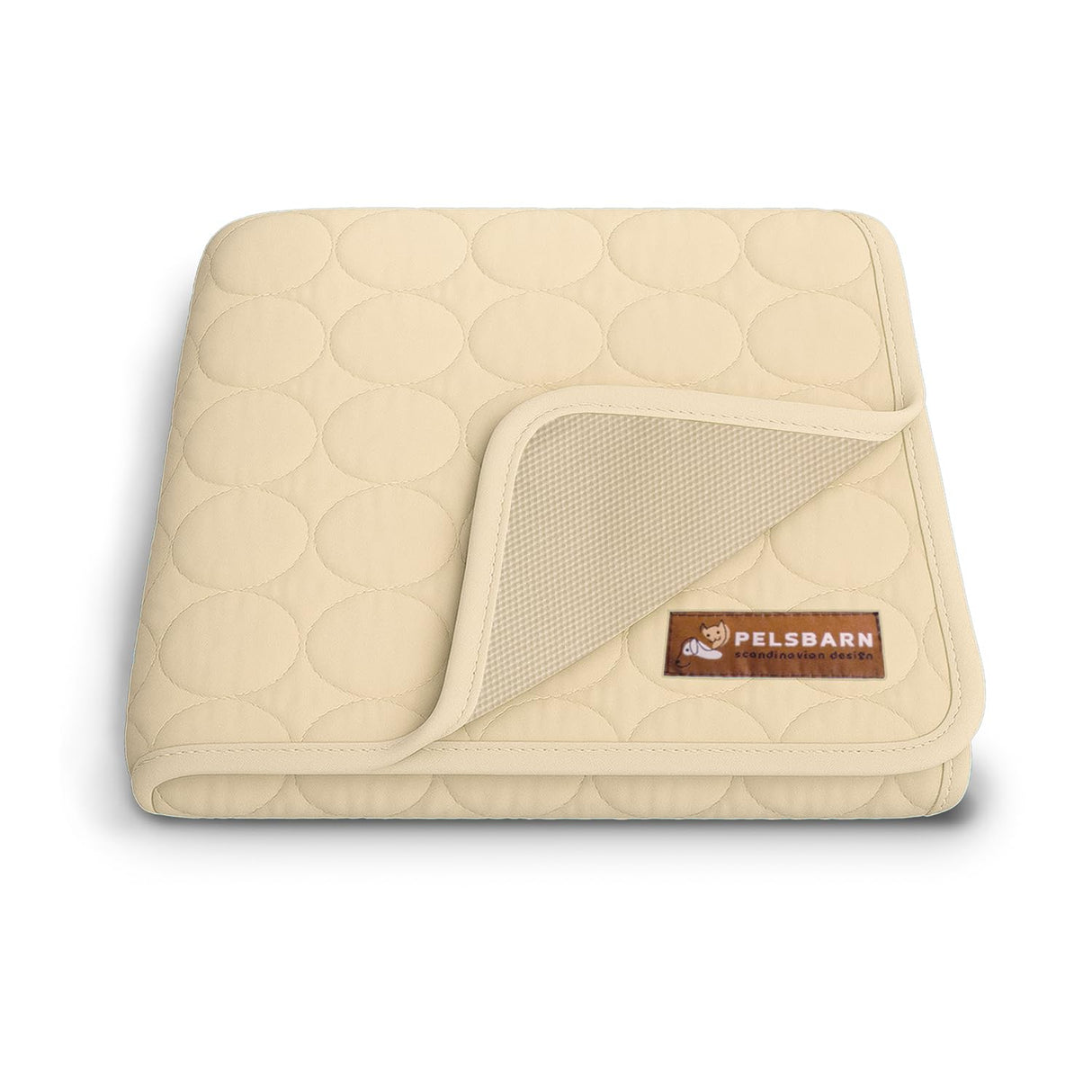 Pelsbarn Dog Cooling Mat- Ice Silk Summer Comfort, Self Cooling, Non-Slip Dog Pad, Durable & Washable, Mat for Small Dogs 18"" x 21"", Support Shelter Dogs with Every Purchase (Beige)
