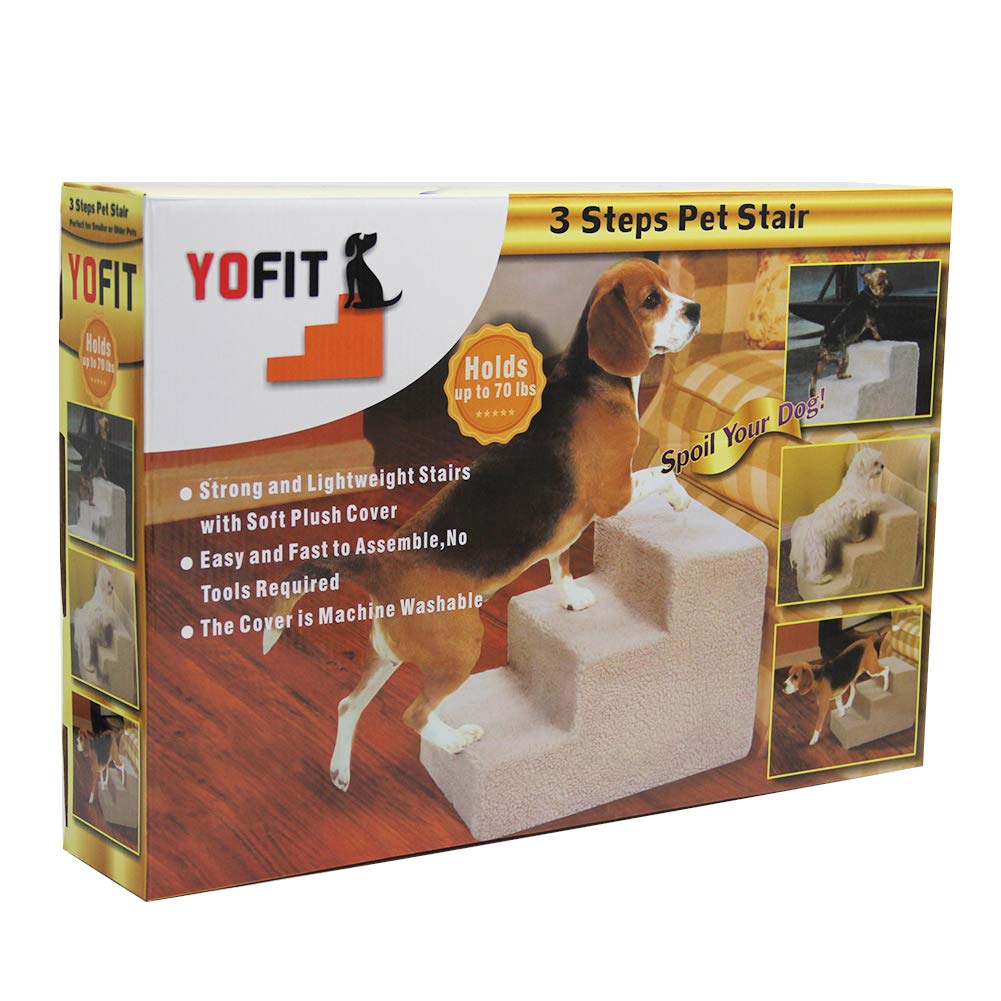 YOFIT Doggy Steps - Non-Slip 3 Steps Pet Stairs,Holds Up to 50 lbs