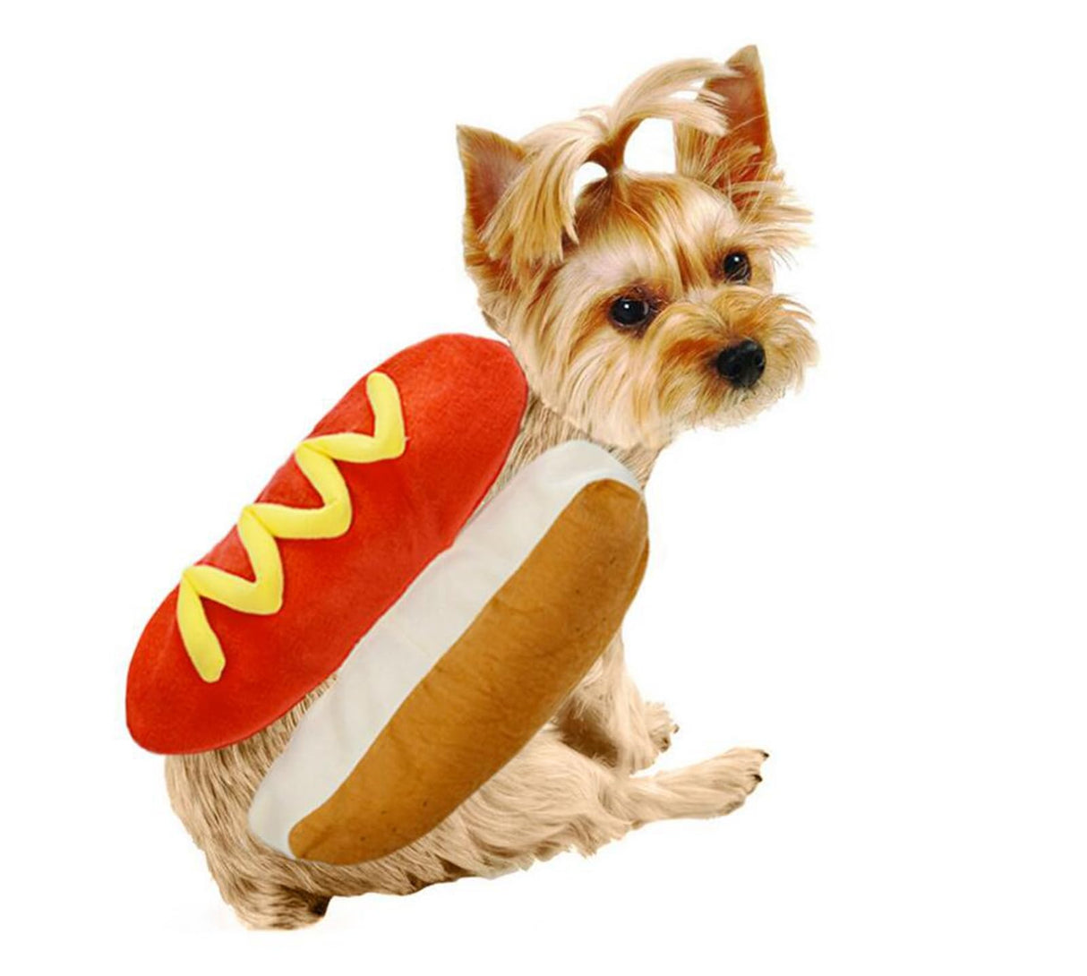 ISMARTEN Hot Dog Pet Costume, Fun Food Halloween Dog Cosplay, Christmas Costumes for Small Dogs, Puppies & Cats (Large, Red & Yellow)