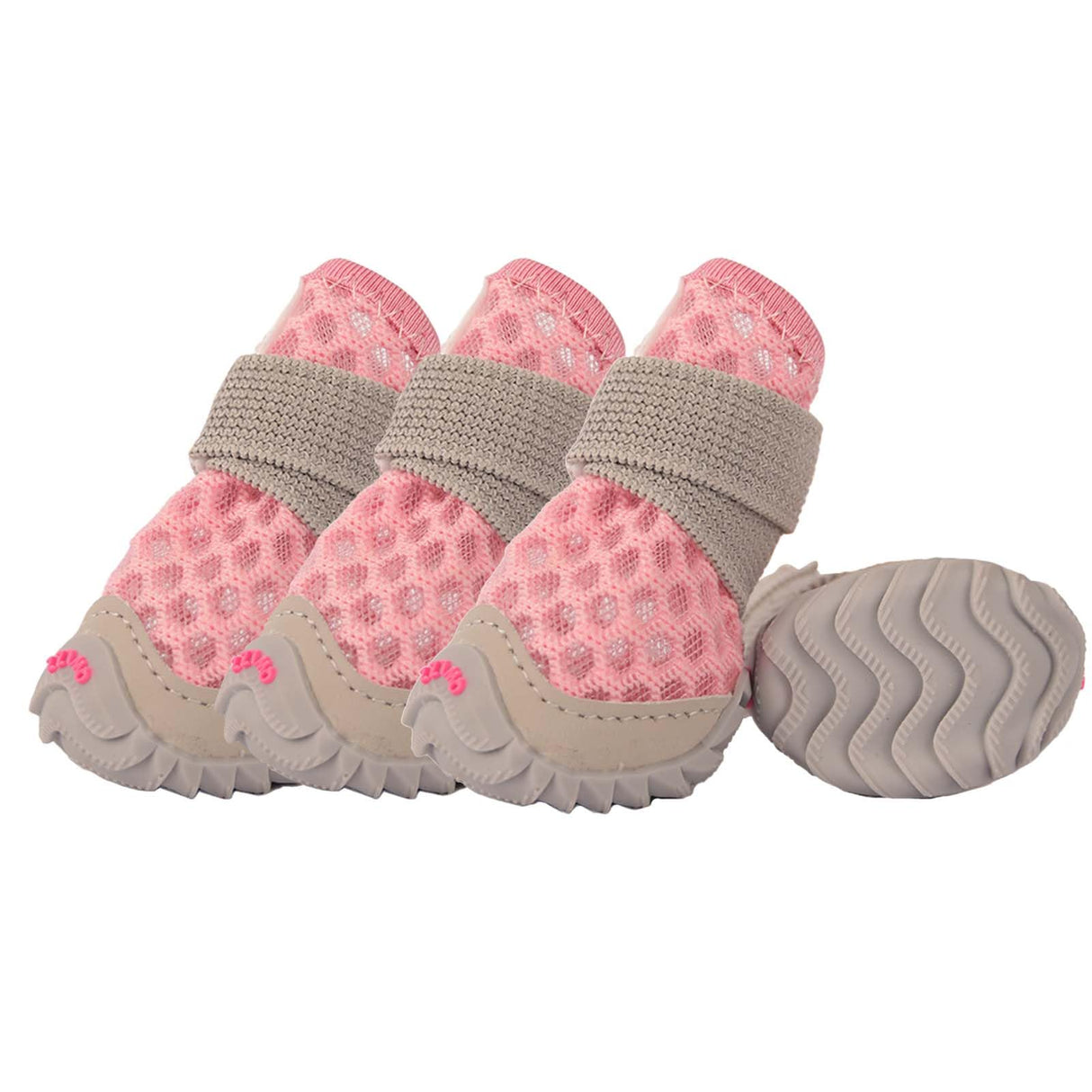 Dog Shoes for Small Dogs, Soft Mesh Dog Boots for Summer Hot Pavement, Outdoor Walking Running, Anti-Slip Dog Boots & Paw Protectors, Size 5, Pink