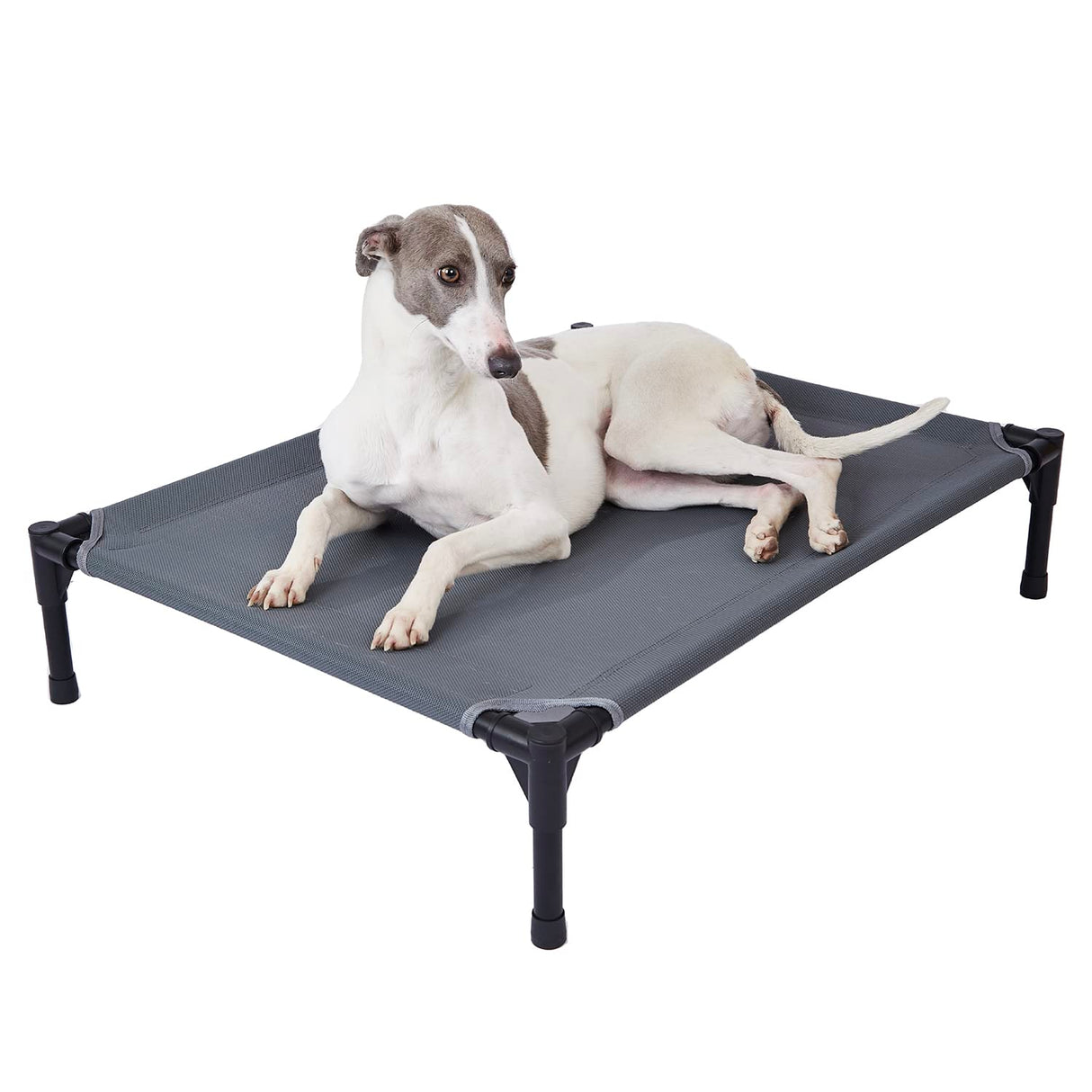 pettycare Elevated Outdoor Dog Bed - Raised Cot for Large Dogs, Heavy Duty Pet Cots Waterproof, Cooling, Washable Breathable Teslin Mesh, Durable, Non Slip, 42 Inches, Grey
