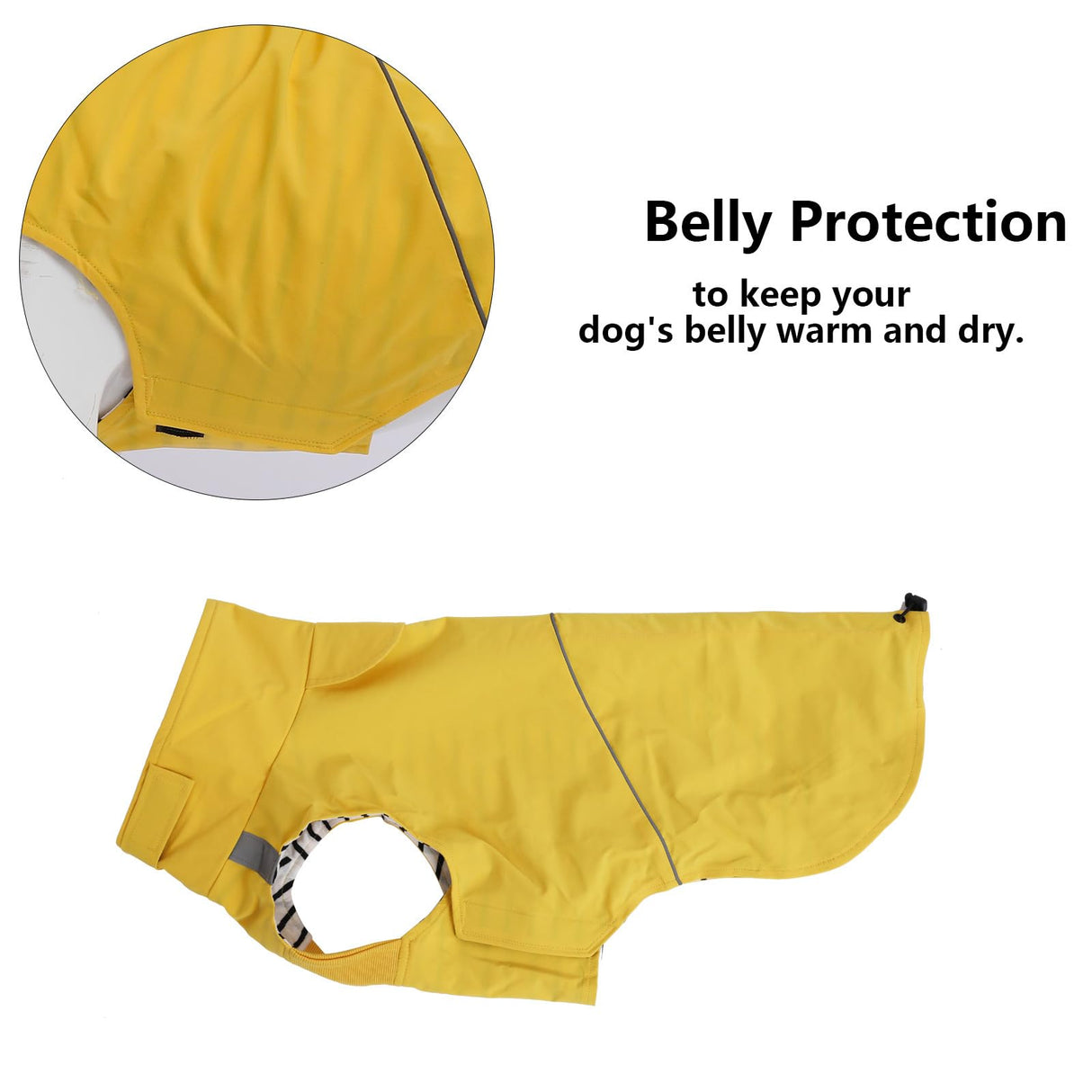 Dachshund Raincoat Weiner Dog Clothes Suitable for Dachshunds Corgi, Weiner, Dog Waterproof Coat with Reflective Stripe underbelly Protection - Yellow - S