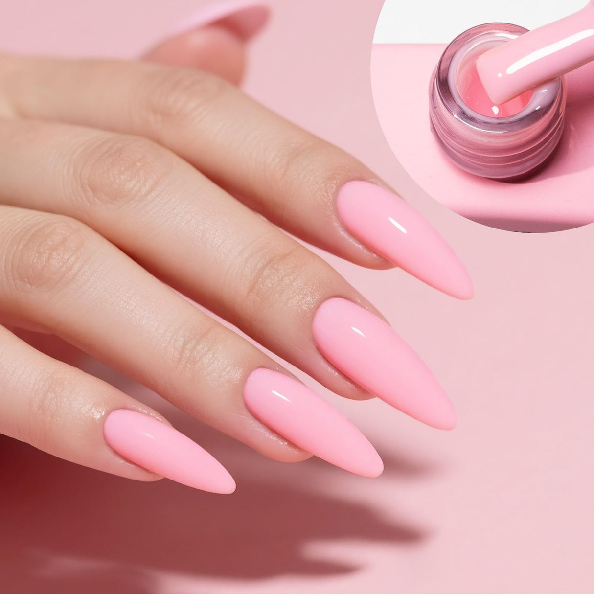 Rubber Base Gel Nail Polish Set- 6 Pcs 9 Ml Transparent Pink Rubber Base for Nails, Soak Off LED Nail Gel Manicure Kit DIY at Home Salon Gifts