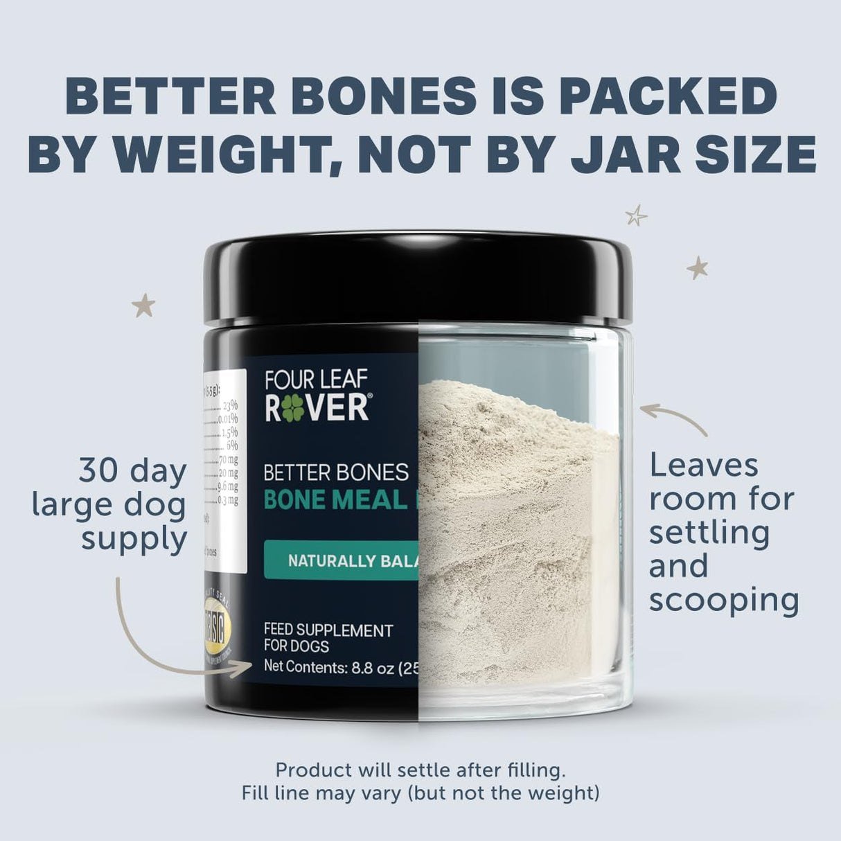 Four Leaf Rover Better Bones Bone Meal for Dogs - Dog Calcium Supplement for Healthy Joints, Teeth, & Bones - from 100% Grass-Fed New Zealand Beef Bone