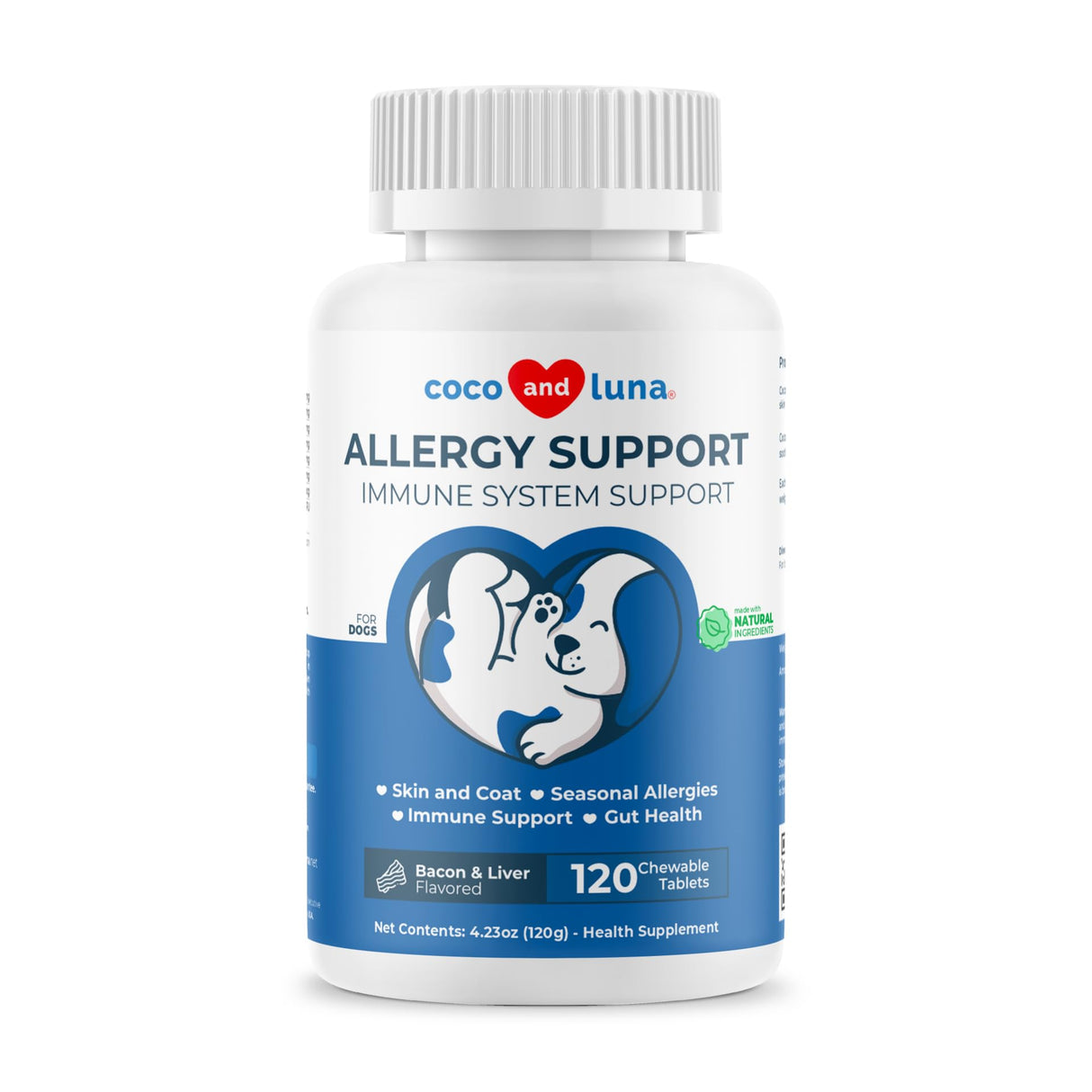 Allergy Support for Dogs - with Vitamin C, Omega 3 and Colostrum - Itch Relief, Allergy Relief for Dogs, Skin Soother - with Probiotics for Immune System Health (Chewable Tablets)