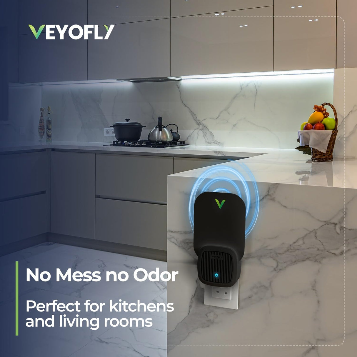 VEYOFLY Flying Insect Trap for Indoors - Plug-in Fly Traps: Catch Fruit Flies, Mosquitoes, Gnats, Moths & Other Insects with UV Light and Sticky Board - Gnat Killer for Home. (2-PK Device Black)