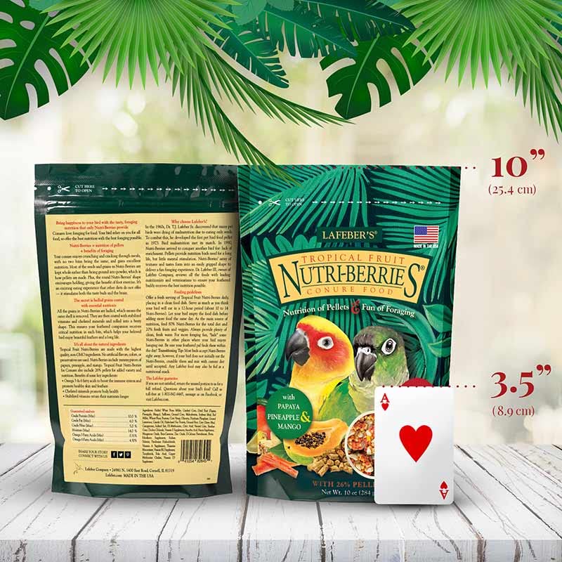 LAFEBER'S Tropical Fruit Nutri-Berries Conure Food, Made with Non-GMO and Human-Grade Ingredients, for Conures (Tropical Fruit 10 oz Pack of 2)