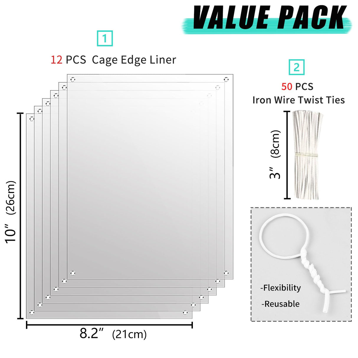 Oncpcare 12 Pack Rabbit Cage Urine Guard 10'' x 8.2'' Pet Plastic Splash Guard Panels Liner Protection Clear Edge Liner Guinea Pig Side Lining Bird Cage Protector from Cats