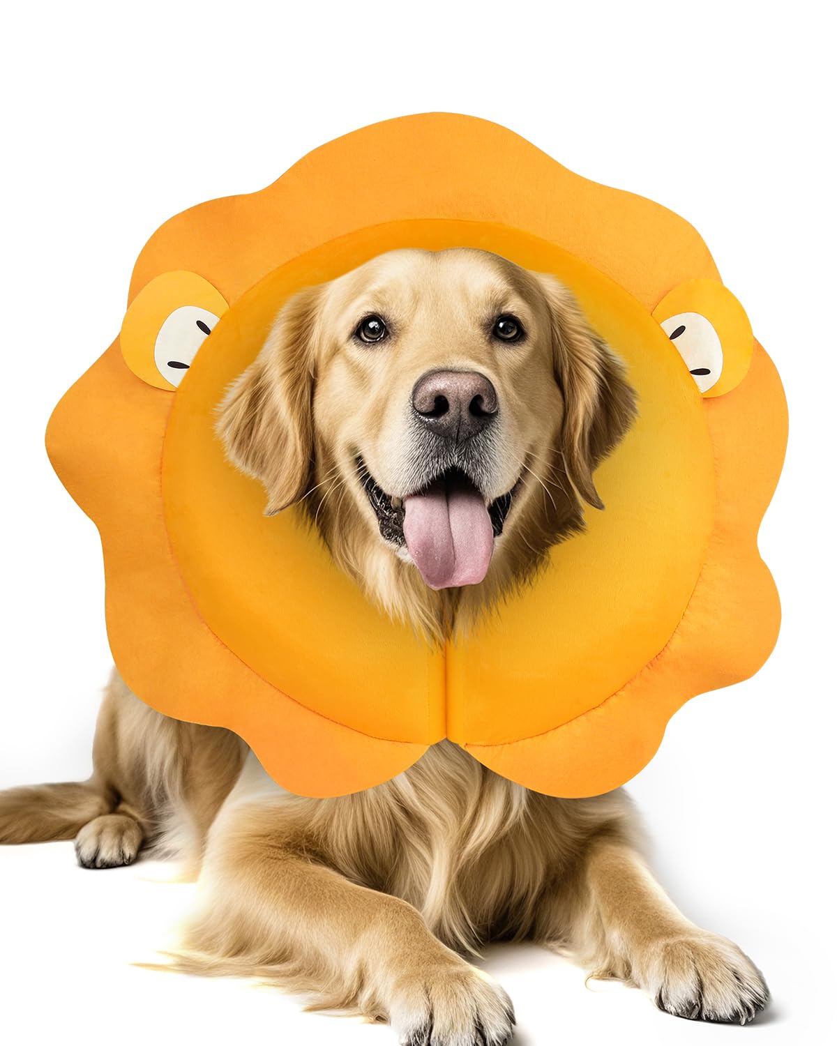 MIDOG Dog Cone Collar for Large Medium Dogs, Soft Inflatable Dog Cone Alternative After Surgery, Adjustable Protective Recovery Cone - Alternative E Collar Does Not Block Vision (Lion,XL)