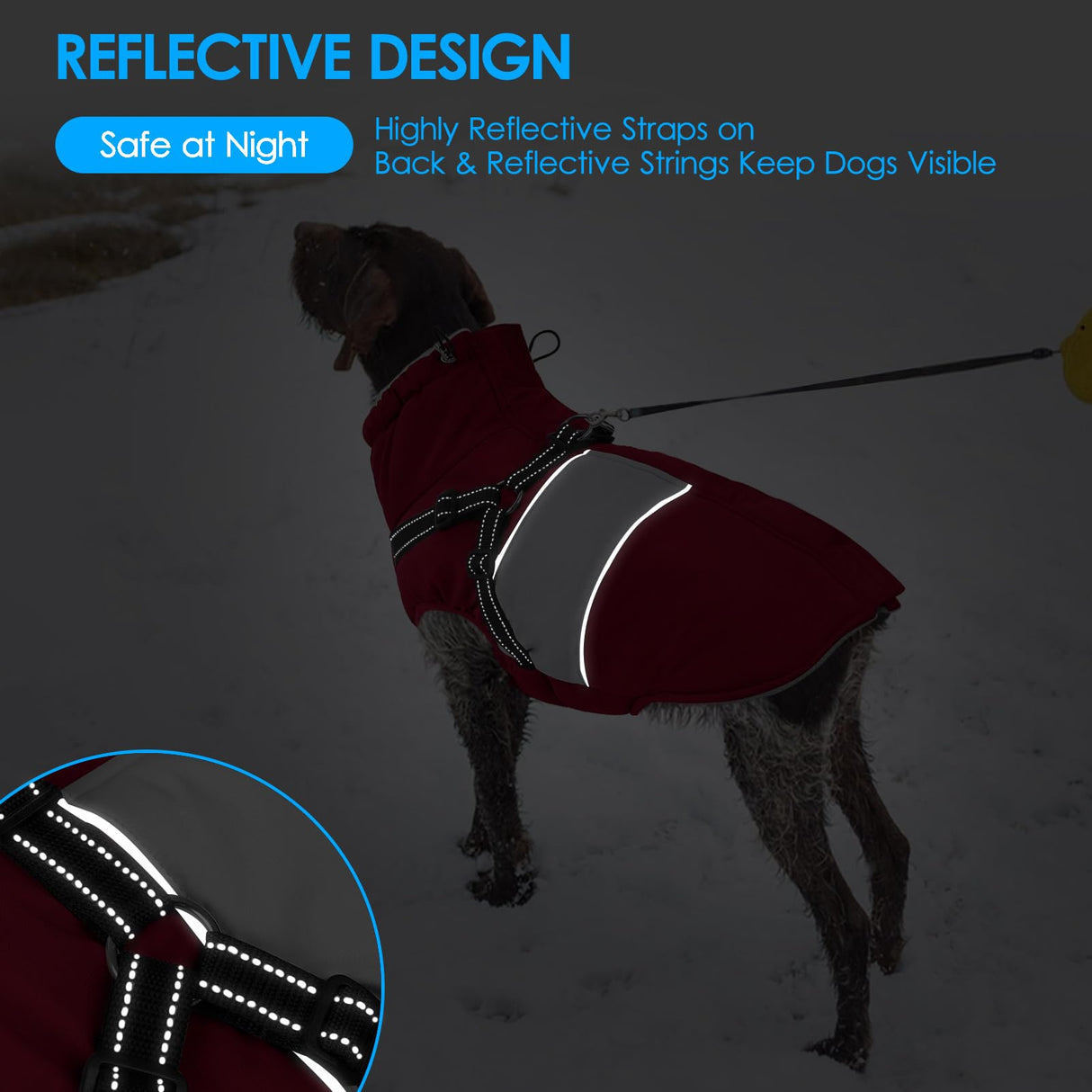 KOESON Dog Coat, Warm Dog Winter Coat for Giant Breeds, Waterproof Dogs Jacket with Harness, Reflective Pet Fleece Lined Puffer Jacket, Turtleneck & Windproof Coats for Great Dane, Golden Retriever