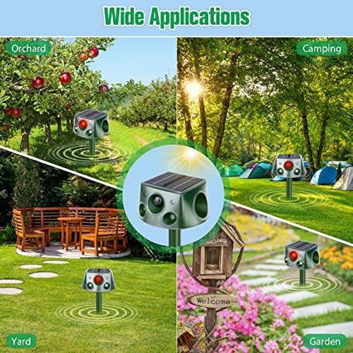 Ultrasonic Animal Repellent,2024 Upgrade 360Β° Cat Repellent Outdoor,Waterproof Deer Repellent Devices with Motion Sensor,Solar Animal Repeller Outdoor,Repel Dogs Bird Skunk Rabbit Squirrels Deer