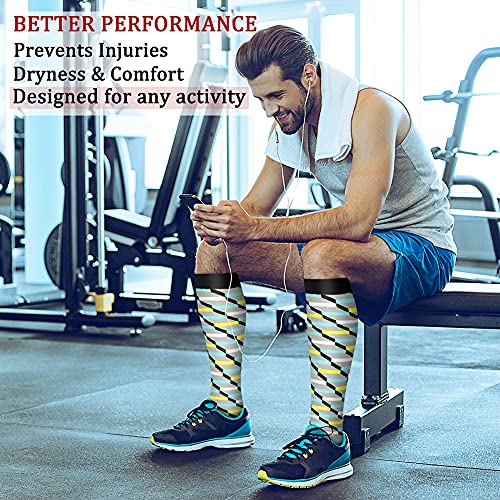 CHARMKING Compression Socks for Women & Men (8 Pairs) 15-20 mmHg Graduated Copper Support Socks are Best for Pregnant, Nurses - Boost Performance, Circulation, Knee High & Wide Calf (L/XL,Multi 10)
