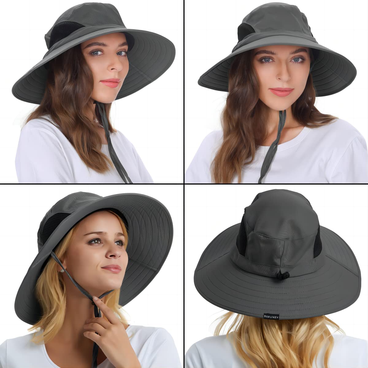 EINSKEY Men's Waterproof Sun Hat, Outdoor Sun Protection Bucket Safari Cap For Safari Fishing Hunting Dark Gray One Size