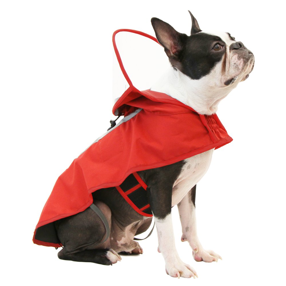 Gooby - Raincoat, Adjustable Rain Cap with See Through Visor, Red, 3X-Large