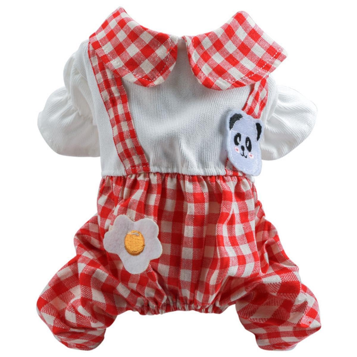 Generic Dog Jumpsuit Summer Dog Clothes Dog Shirts Plaid Outfit Panda Egg Puppy Pajamas Lightweight Pet Overalls Cat Shirt Apparel Breathable Sweatshirt Dog Clothes for Small Medium Dogs Red XL