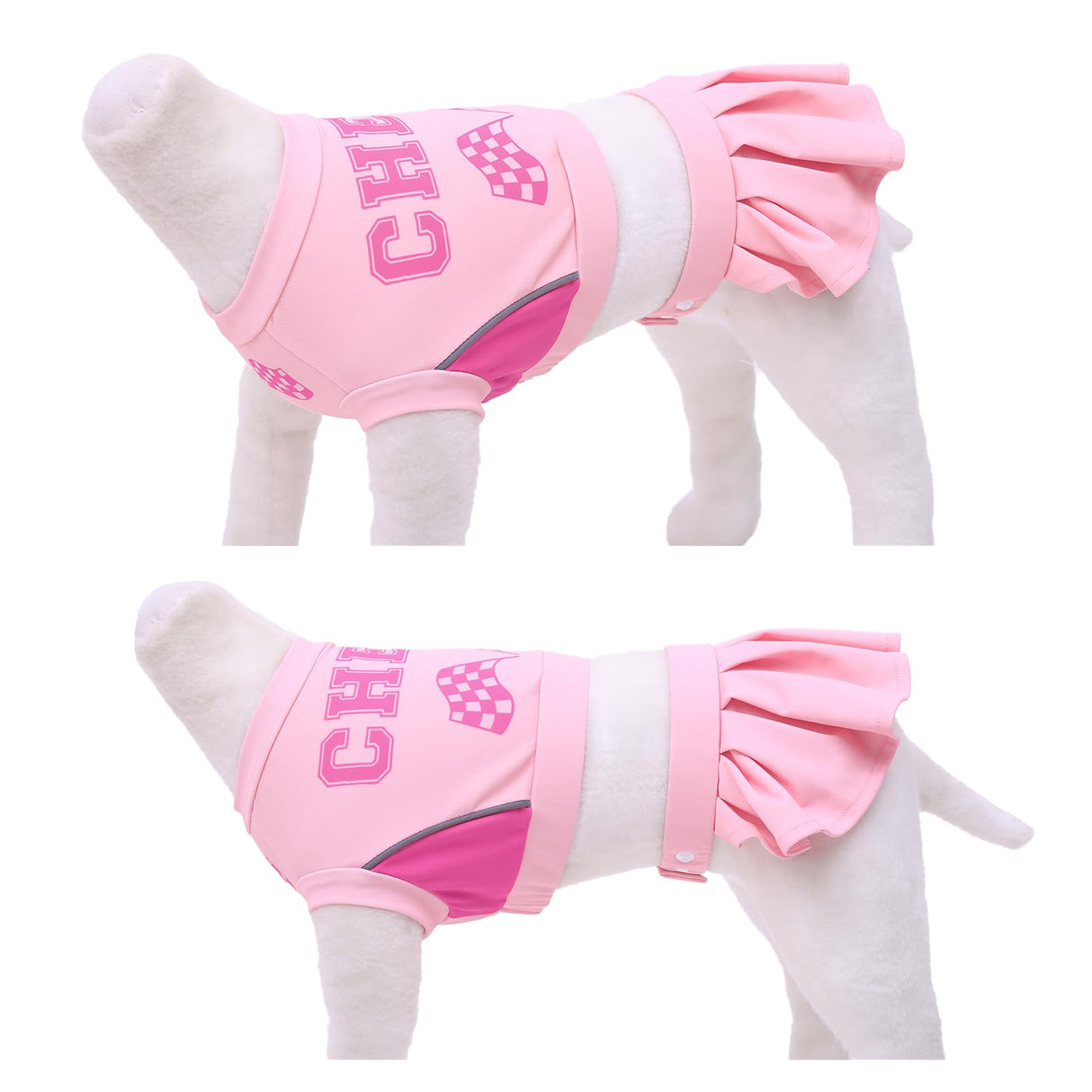 CuteBone Pet Cheerleader Costume Two Piece Cheer Dog Dress Pink Clothes - Sports Outfit for Small Dogs & Cats - Comfortable, Stylish, Easy to Wear - Great for Game Days, Parties and Photos LLD01M