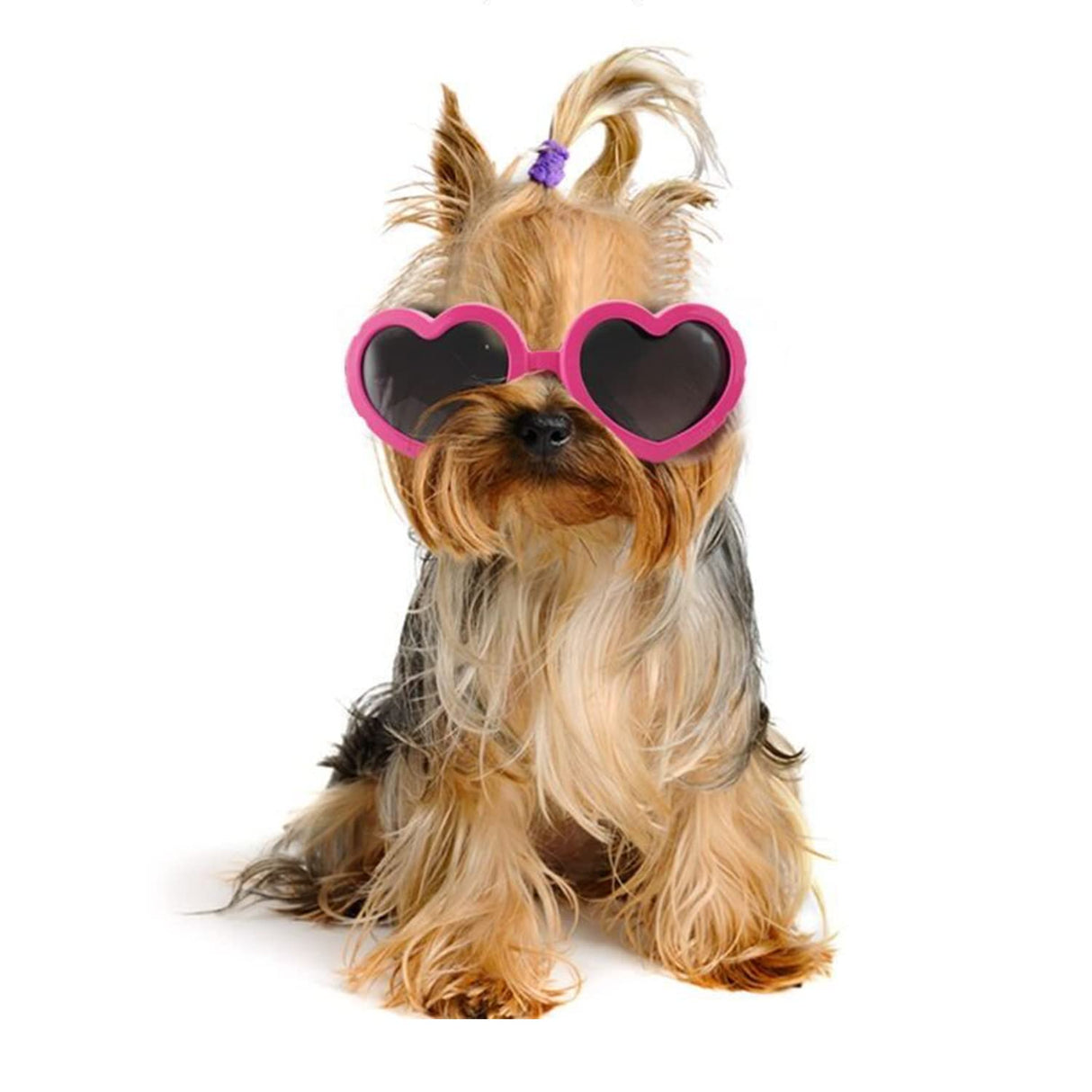 Harikaji Dog Goggles, Heart Shaped Adjustable Dog Sunglasses, Puppy UV Protective Glasses for Party Photo Cosplay Show (Rose Red)