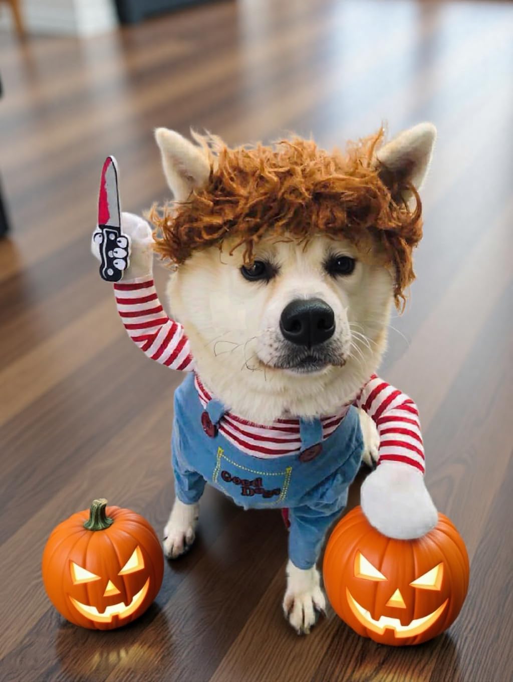 Pet Deadly Doll Dog & Cat Cosplay Costume for Small & Medium Pets - Adjustable Halloween & Christmas Dog Costume(XL)