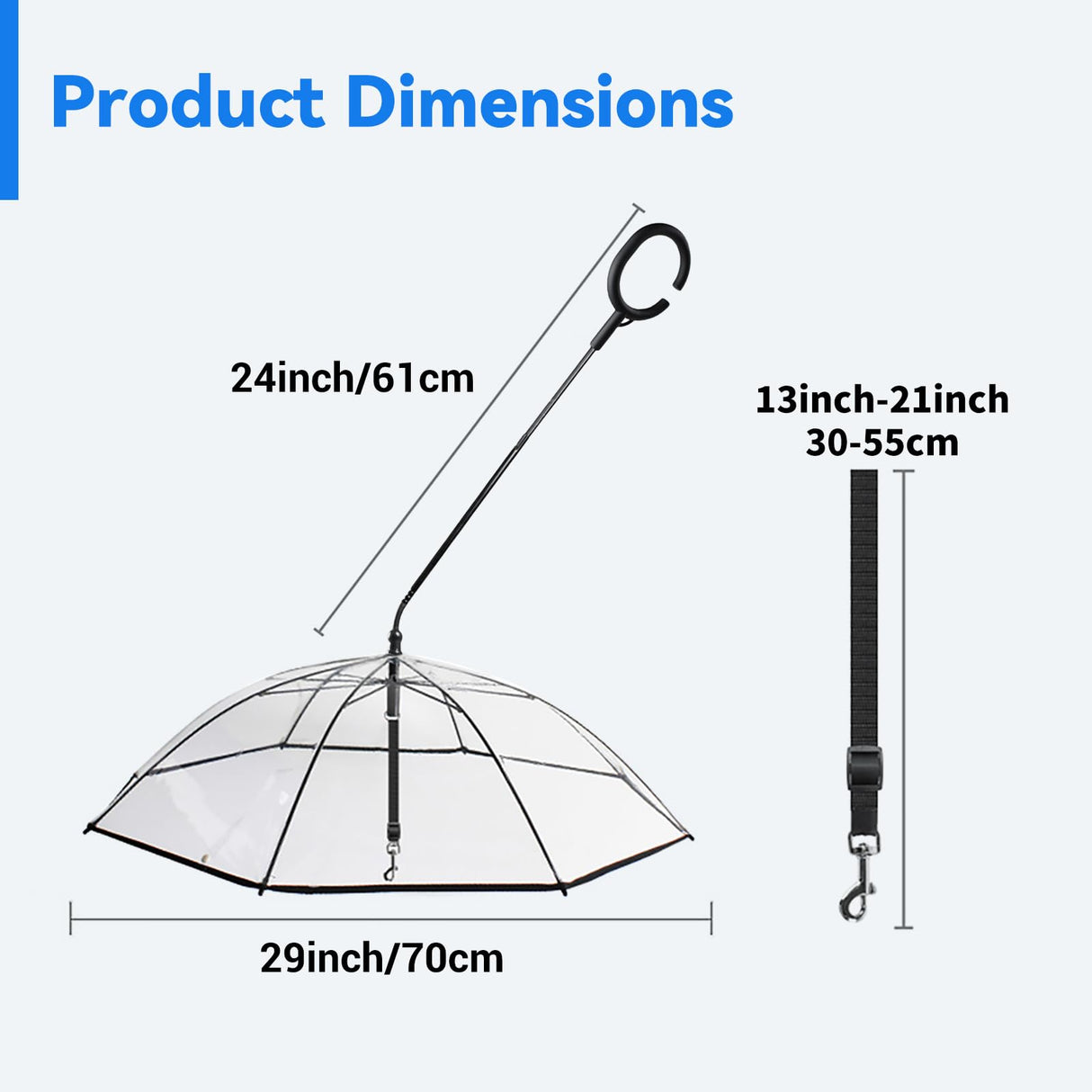 BillionChains Dog Umbrella for Small Dogs Clear Walking Umbrella with Adjustable Leash