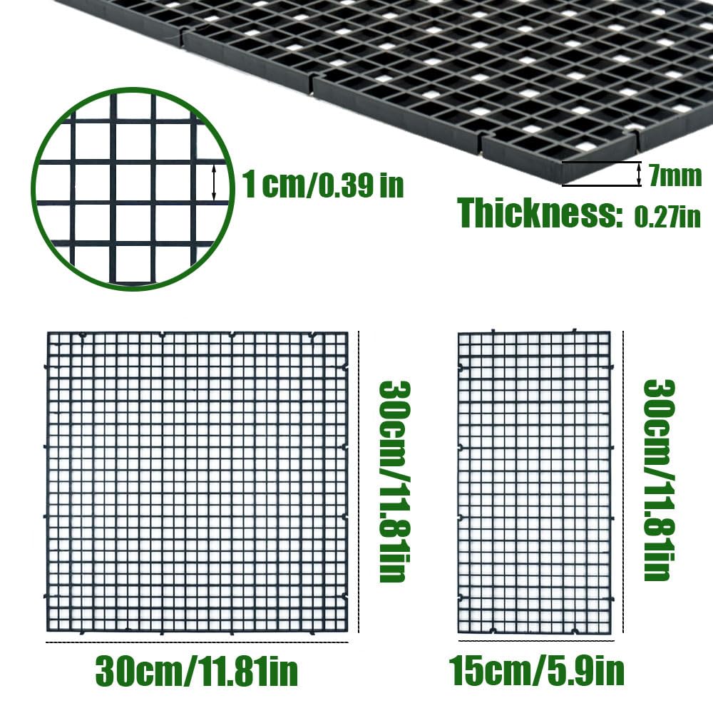 LINLAN 8 Pieces 11.8x11.8in (30X30cm) Aquarium Grid Plastic, Fish Tank Divider, Egg Crate for DIY Filtration and Bottom Protection in Aquascaping (Black-No Accessories)