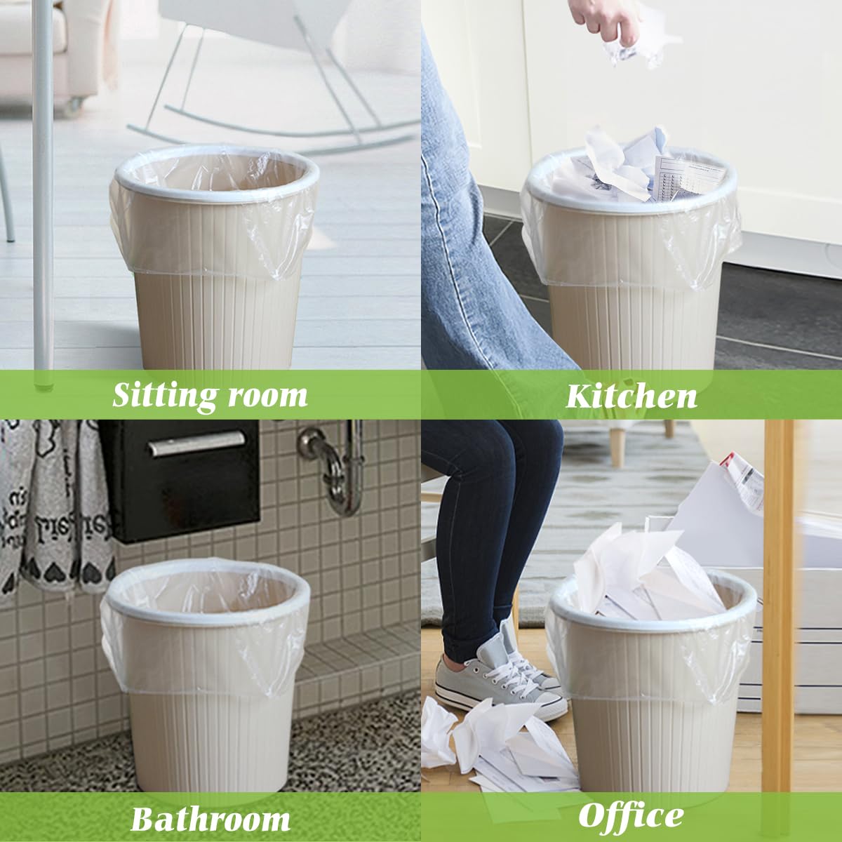 Teivio Small Trash Bags 4 Gallon 120 Counts Garbage Bags, Bathroom Trash Can Bin Liners, Small Plastic Bags for home office kitchen, fit 12-15 Liter, 3,3.5,4.5 Gal, Clear