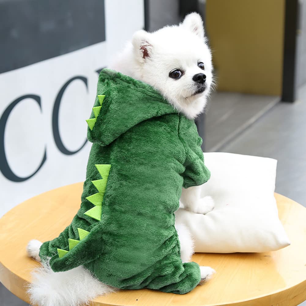 Idepet Dinosaur Dog Costume Clothes for Small Dogs Pet Halloween Costume Puppy Clothing Cats Outfits Funny Apperal(Green,XXL)