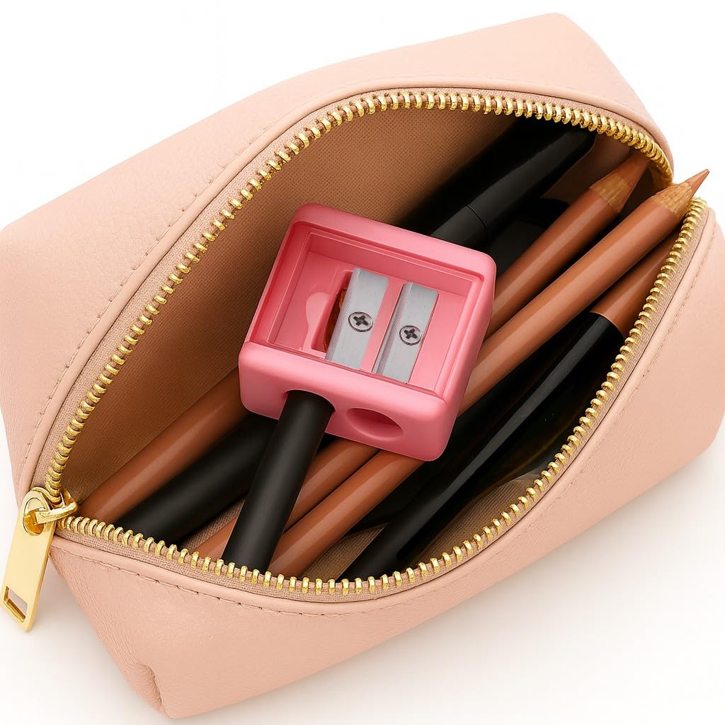 Eyeliner Pencil Sharpener for Eyes and Lip Liner Makeup Large Brow Pencils Small Angled Wing Tip Real Beginners Techniques Eye Shadow Lines Gel Eyebrow Pomade Black Liquid Waterproof Stencil