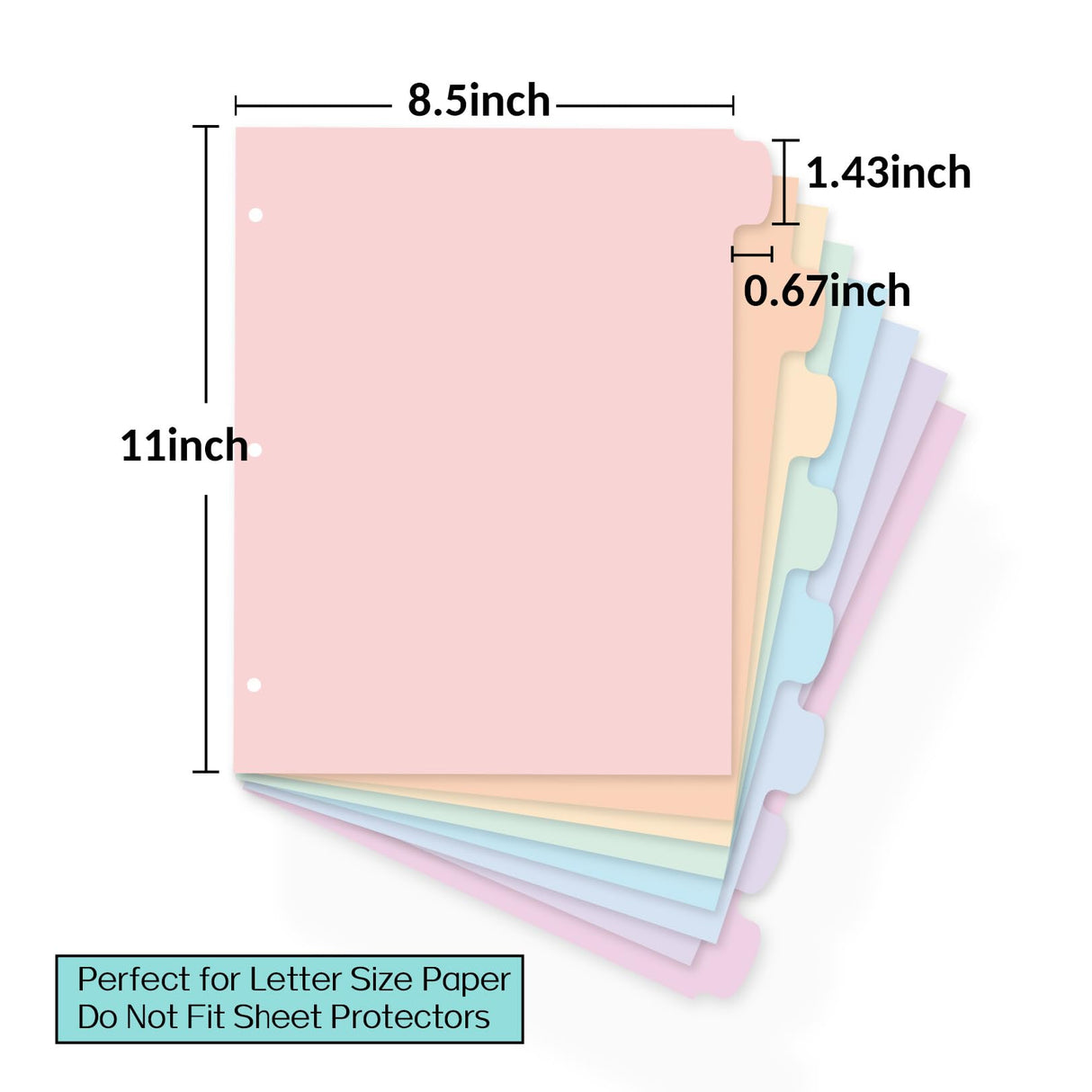 Sooez 8 Tabs Long-Lasting Plastic Write & Erase Large Tabs Dividers for 3 Ring Binder, Aesthetic Cute Pastels Binder Dividers for Student, Teacher, Office, Home Organizers, 1 Set, Pastels Color