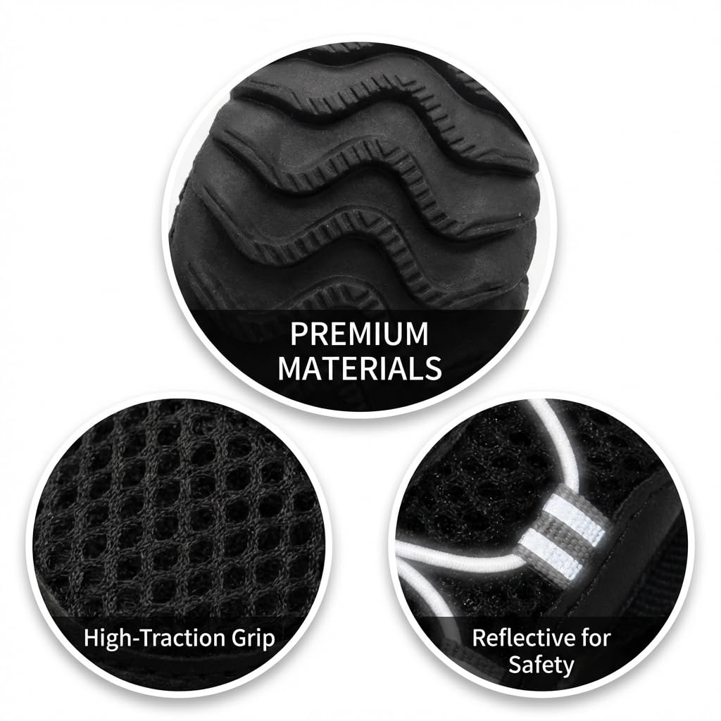 4 Pack Dog Boots with Dial Adjustment, Breathable Mesh Dog Shoes, Anti-Slip Sole Paw Protectors for Outdoor Walking, Hiking, Hot Pavement and Rain, for Small Medium Dogs (Blue, 6 (28-52lbs))