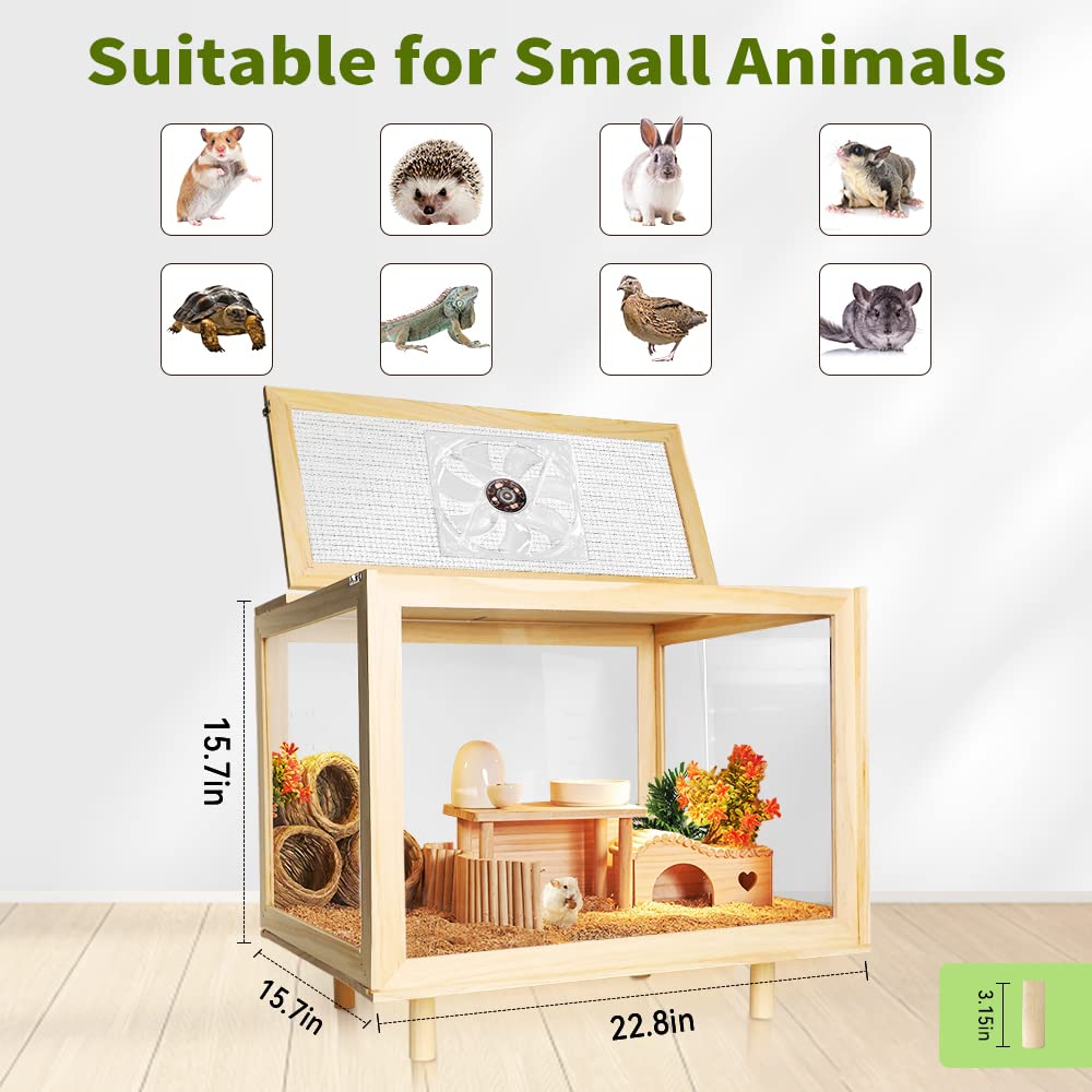Large Hamster Cages - Wooden Hamster Mice and Rat Habitat with Ventilator Small Animal Cages for Rabbits, Guinea Pigs with Waterproof Bottom Plate
