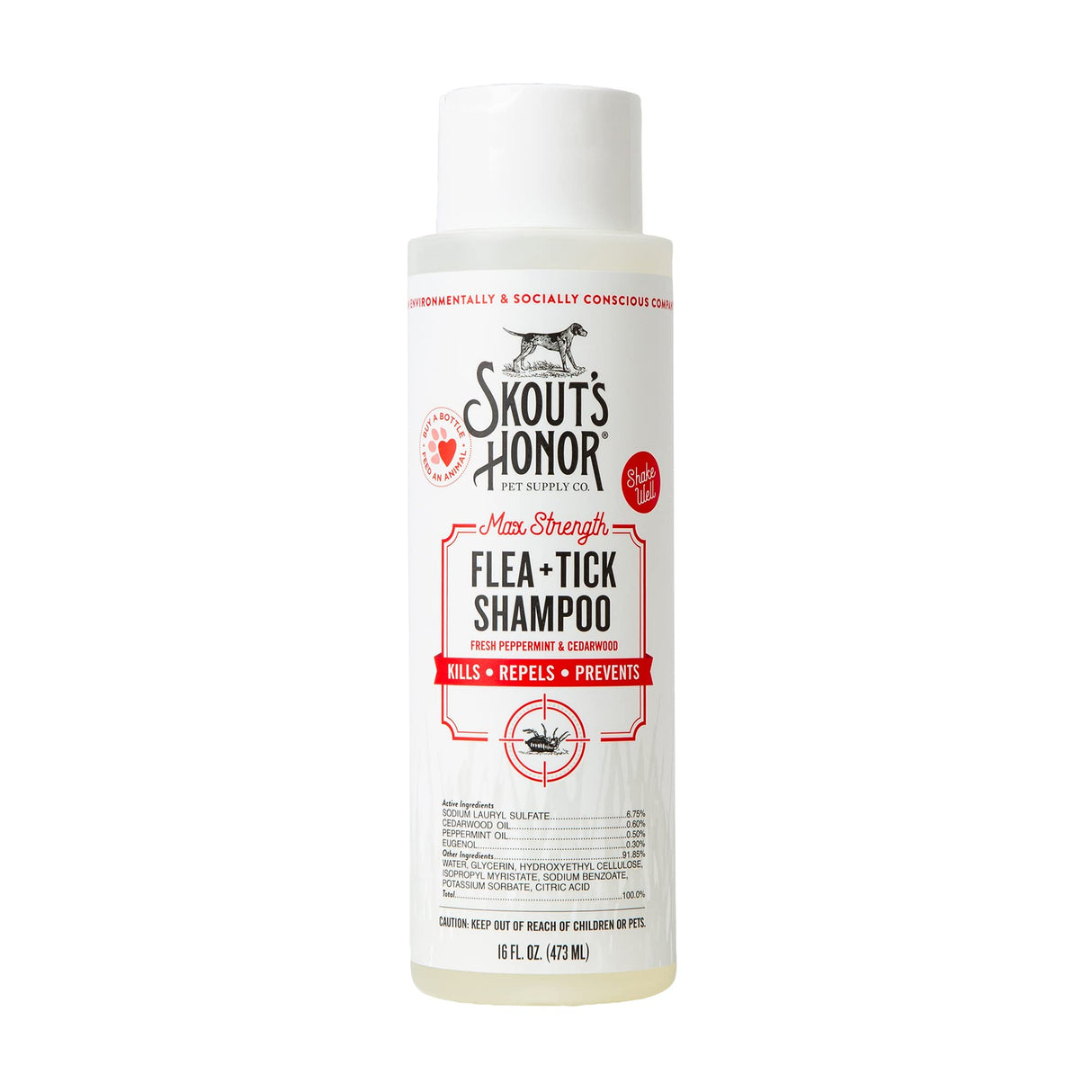 Skout's Honor Flea and Tick Shampoo for Dogs - Natural Peppermint & Cedarwood Formula, Helps to Protect from and Against Fleas, Ticks, and Mosquitos, 16 oz
