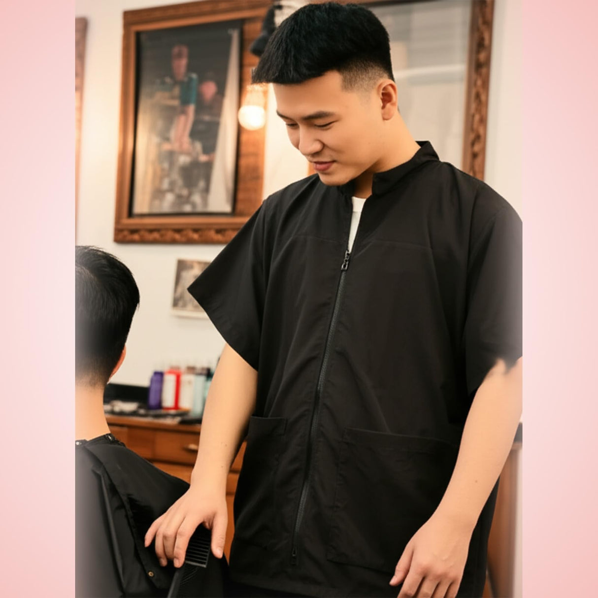 Gliitatu Grooming Smock for Dog 2 Pack Groomers Barber Jacket Smocks Hairstylist Smocks Jacket with Full Zipper for Women Men (3X-Large)