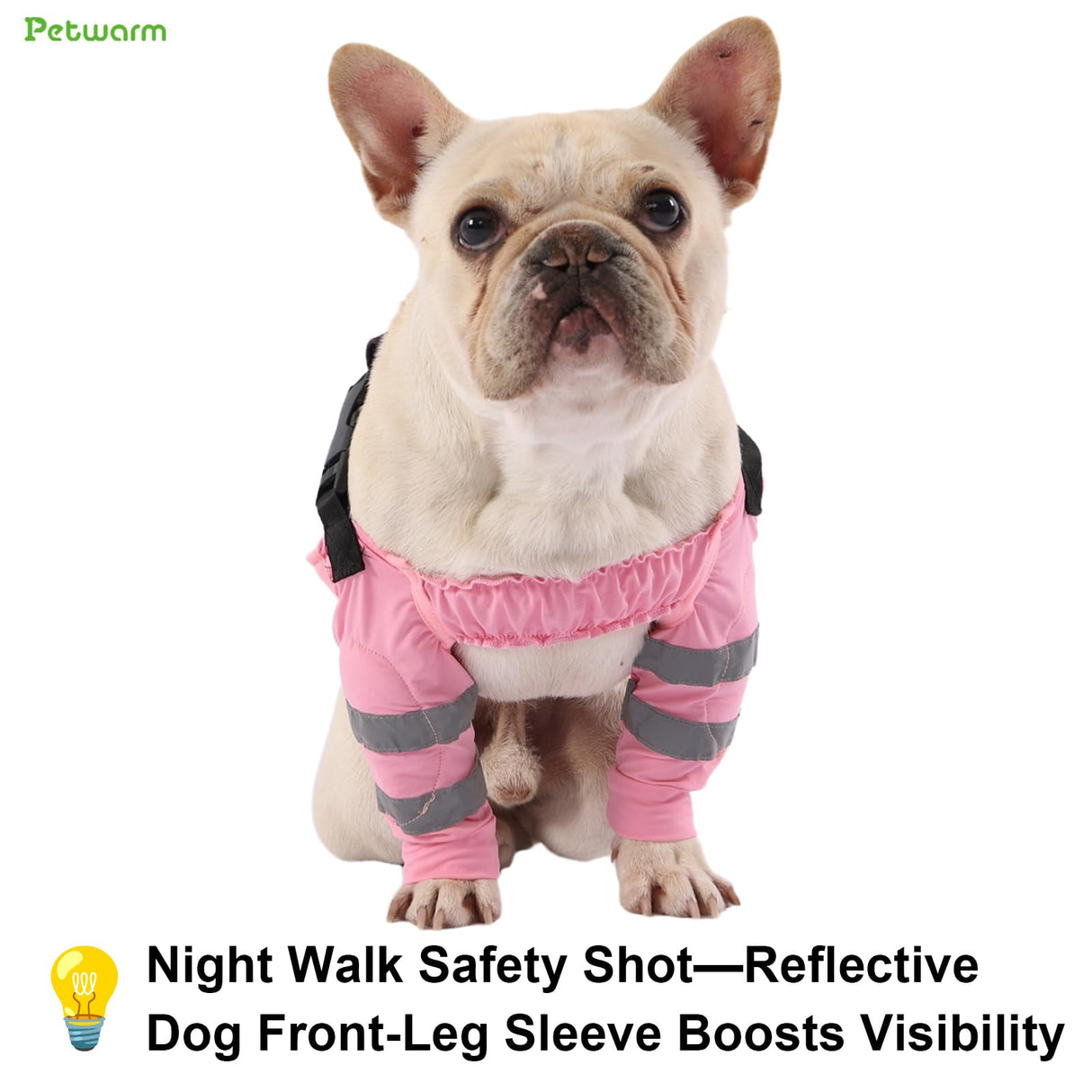 PetWarm Dog Front Leg Sleeve, Adjustable Dog Elbow Sleeves with Reflective Strips, Anti-Licking Soft Recovery Sleeve for Dogs, Waterproof Front Leg Protection for Large Dogs, Pink, XL