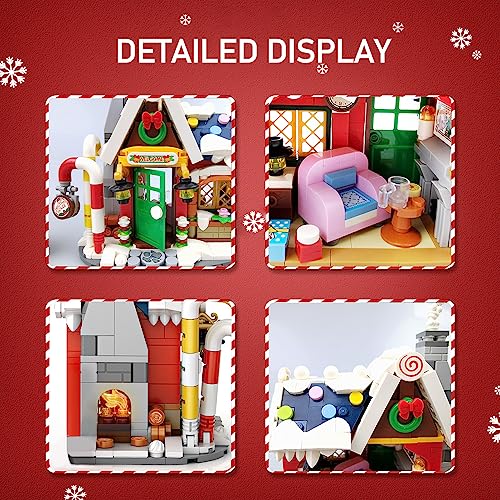 Christmas House Building Kit, Santa’s Visit Block Toys Set, 788 PCS Great Holiday Present Idea for Christmas Scene to Display, Party Gift for Boys Girls 6-10 Years Old