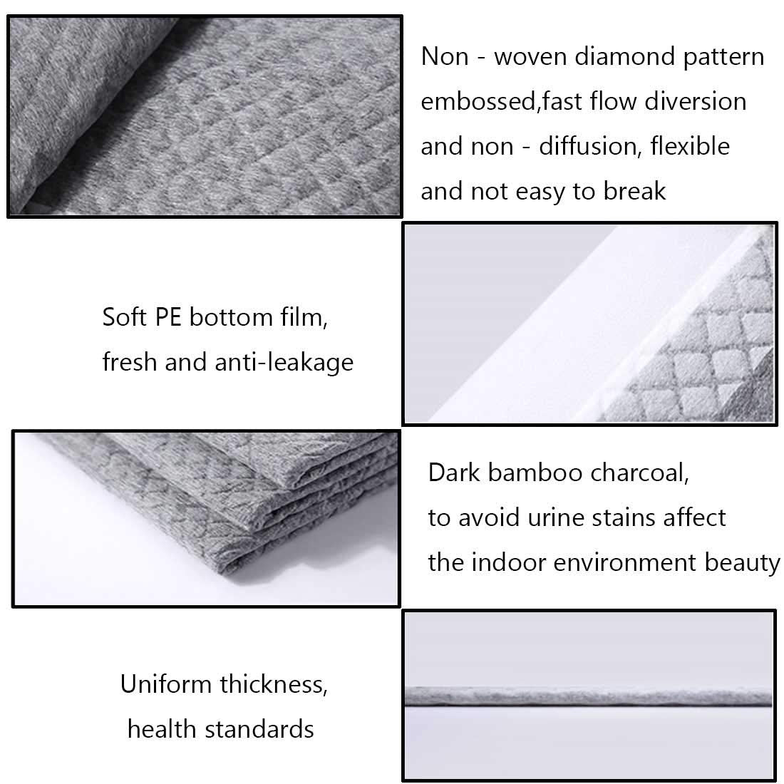 kathson Rabbit Pee Pads Disposable Cage Liners 50PCS All Absorb Black Carbon Odor Control Bunny Training Accessories with Quick-Dry Surface for Puppy Guinea Pig Kitten Hedgehog Small Animals