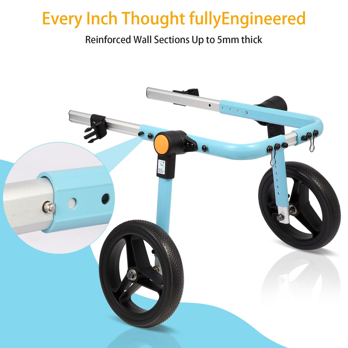 TailWaggers Medium Dog Wheelchair for Back Legs | Adjustable Mobility Aid | All-Terrain Wheels| for Pets That fit a Border Collie,Golden Retriever Dog's Size