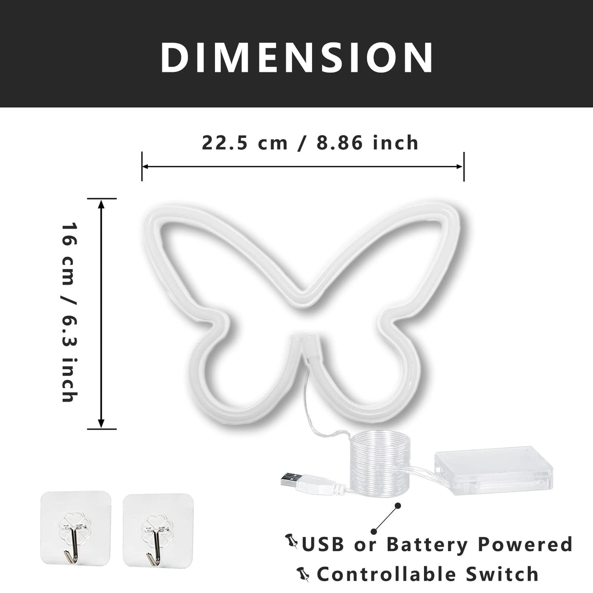 Butterfly Neon Sign for Bedroom,2 Pack Purple Butterfly Led Neon Light USB/Battery Operated Wall Decor for Party, Birthday, Wedding, Holiday, Christmas, Living Room, Bar, Bedroom, Indoor