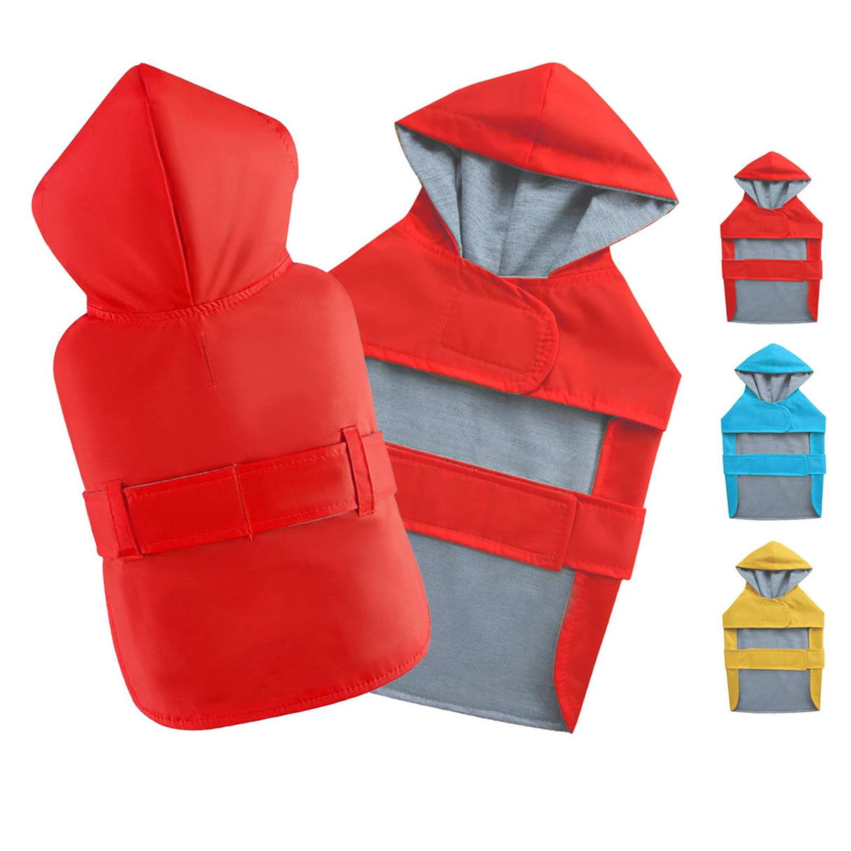 BECNBEAU Dog Raincoat Small Dog Rain Jacket Poncho Waterproof Snowproof Pet Rain Suit Double-Layered Warm Lining Hooded Leash Hole Adjustable Puppy Small Medium Dogs,Red,S,Back Length 6.5-8.5 inches