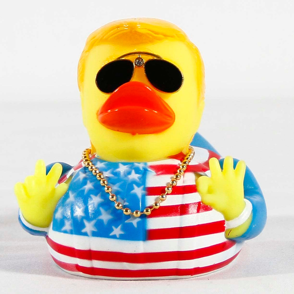 Rubber Ducks Car Duck Dashboard Decoration Squeak Trump Ducks Toys Car Ornaments Car Décor Accessories with Sunglasses and Gold Necklace(Style B)