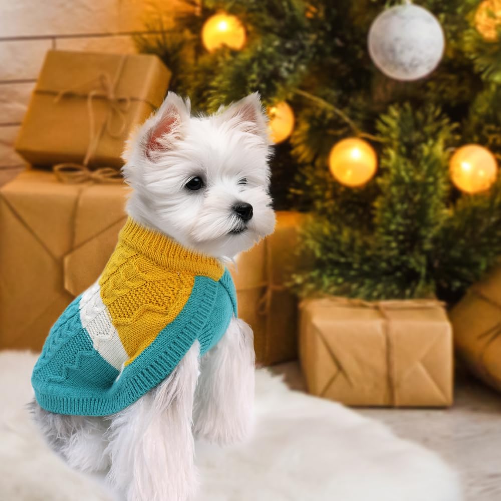 SHIAOMIN Knitted Dog Sweater - Color Block Thick Warm Dog Clothes Pet Winter Coat, Puppy Outfits Cat Apparel for Small Medium Dogs Cats Boy Girl Pet (XX-Large)