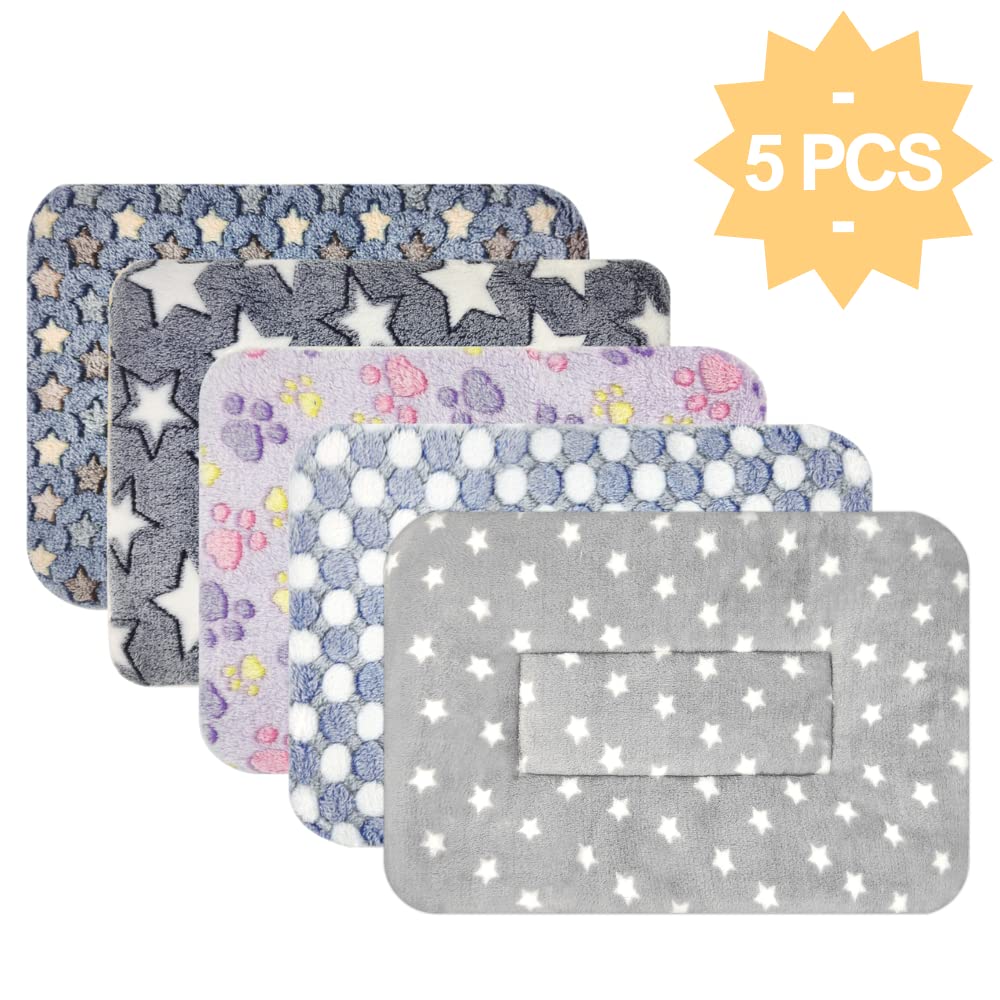 Tierecare 5PCS Guinea Pig Bed Soft Rabbit Bedding Cage Liner Warm Bunny Mats Pee Pads Fleece Blanket Plush Hamster Sleep Beds Ferret Squirrel Hedgehog Rat