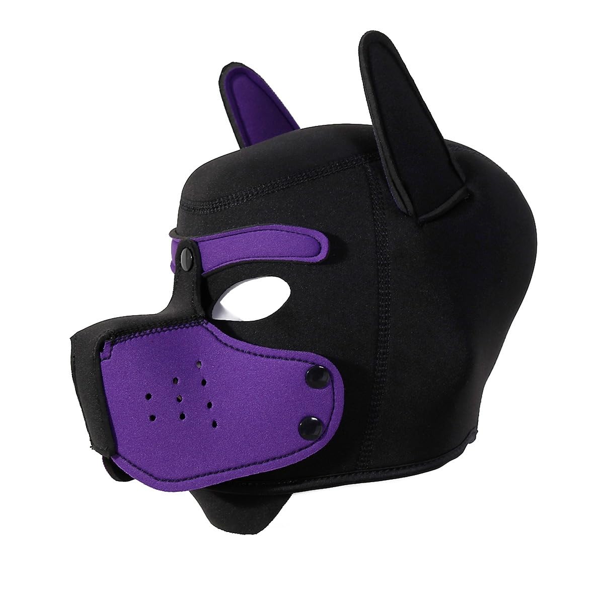 Pup Hood, Pup Play Hood, Removable Dog Full Face Pup Hood (Purple)