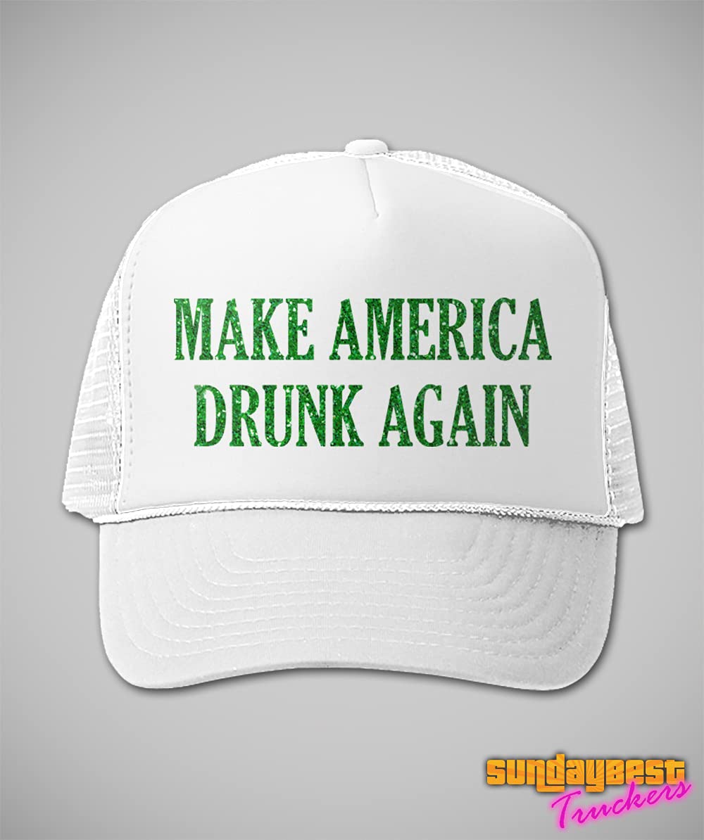 Donald Trump St Patricks Day Hat - st patricks day trucker hats for men, st paddys day party hats, st pattys trucker cap, make america drunk again