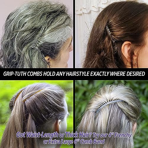 Grip-Tuth Combs - Set Of 2 Hair Side Combs - Hair Combs For All Types Of Hair - Decorative & Hair Styling Women Accessories (Shell, 1 ½ ″ Wide)