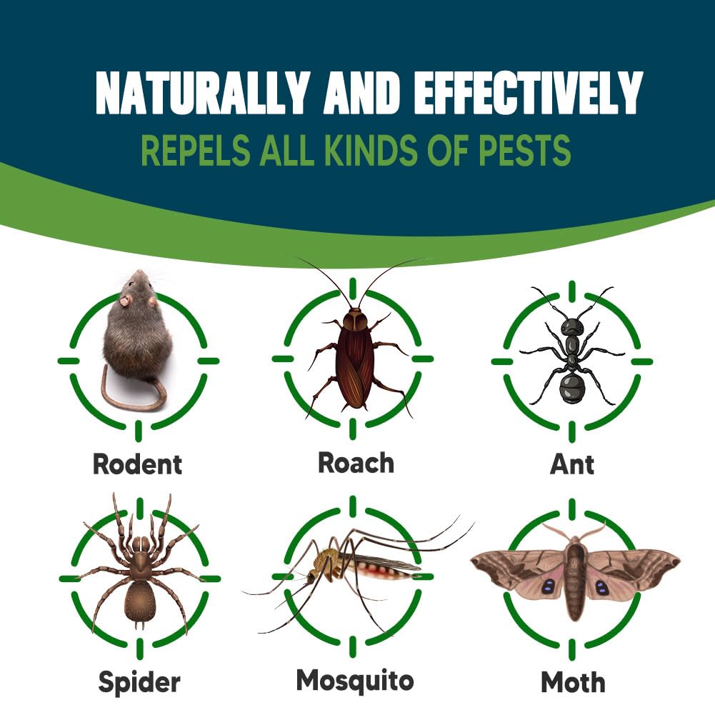 NJKPUYT Pest Control, Rodent Repellent,Mouse Repellents Outdoor,Mice Repellent Indoor, Rat Repellent for House, Mosquito Repellent,Strongly Repel Rodent,Roaches,Spider,Ants, &Other Pests Repellent-2P