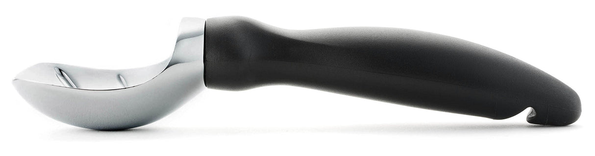Heavy Duty Ice Cream Scoop with Comfortable Handle - Professional Ice Cream Scooper for Gelato, Sorbet, Cookie Dough, Melon, Frozen Yogurt - Dishwasher Safe Metal Kitchen Tool - Black