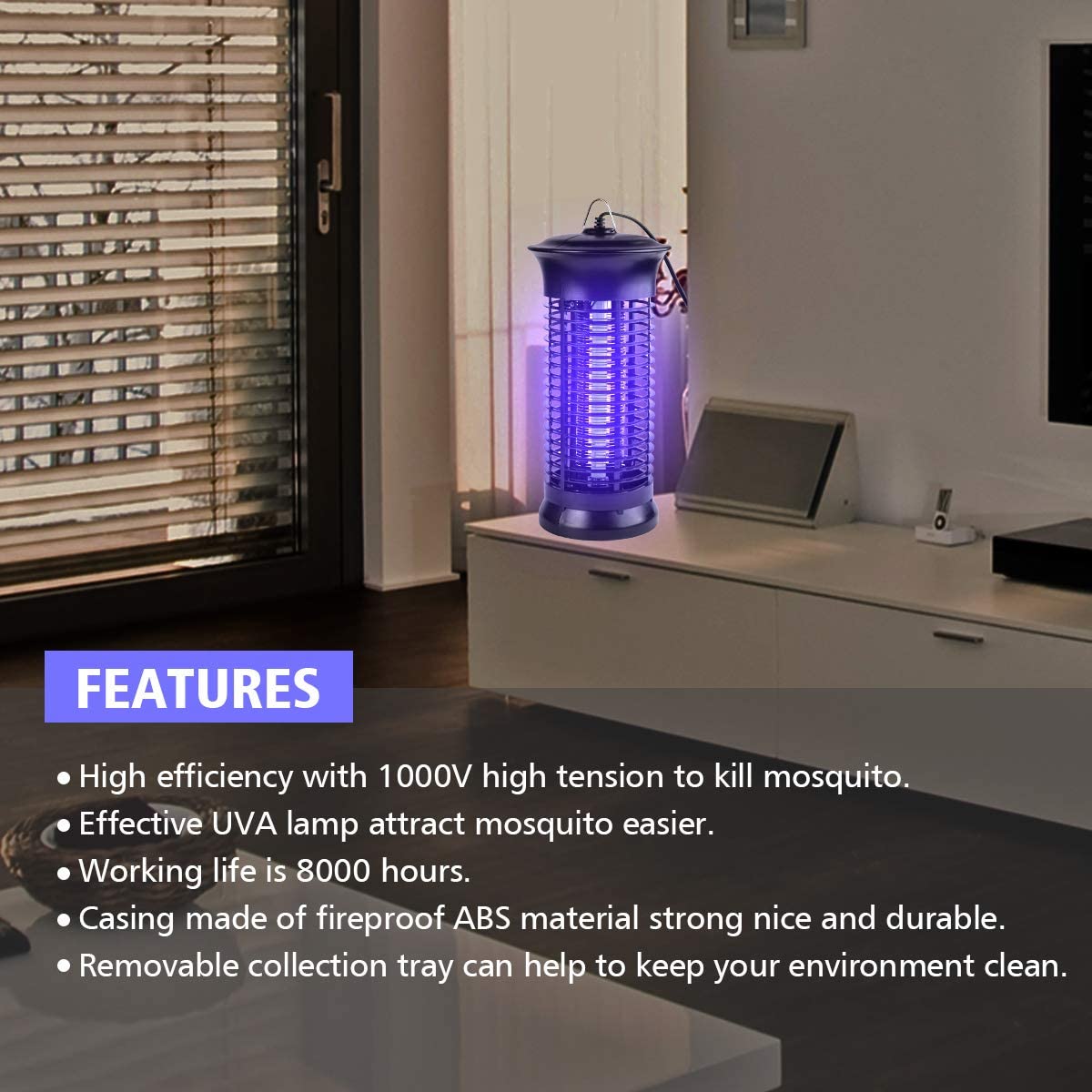 LINKPAL Electric Bug Zapper, Powerful Insect Killer, Mosquito Zappers, Mosquito lamp, Light-Emitting Flying Insect Trap for Indoor High Voltage Grid 2023 Upgraded