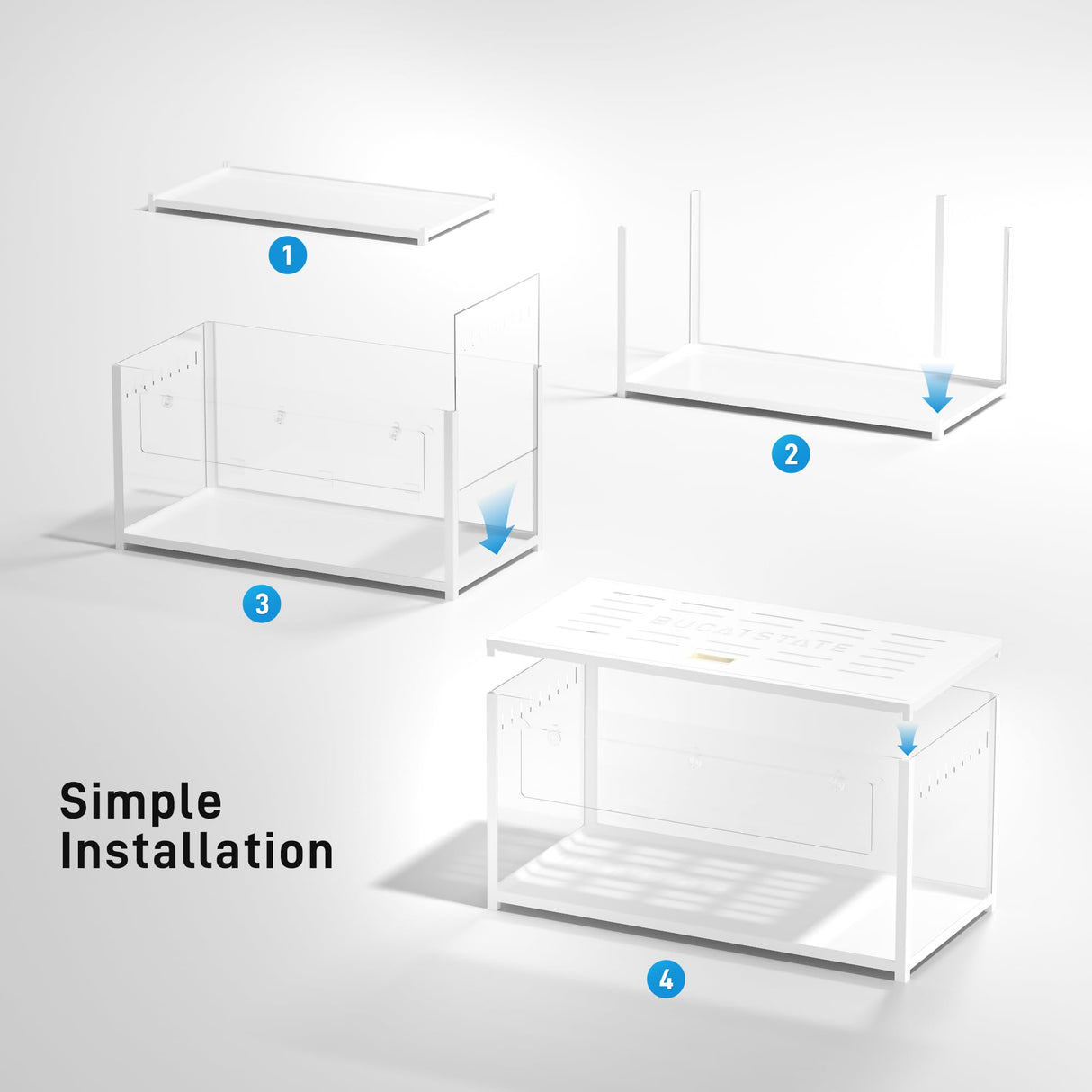 BUCATSTATE Hamster Cage Metal 2.0 - Large Hamster Enclosure Stackable with Top Access Easy Assemble 39.3L*19.7W*20.6H Inches Dwarf Syrian Hamster Tank for Gerbil, Mouse, Rat (774sq inch White)