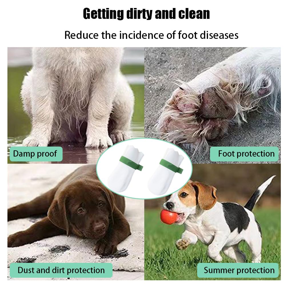 60Pcs Disposable Dog Booties for Paw Protection, 27-44lb Dog Paw Protection with 24Pcs Adjustable Velcro, Dogs Feet Covers, Dogs Disposable Foot Covers, Pet Shoes for Paw Wound Recovery Protectors
